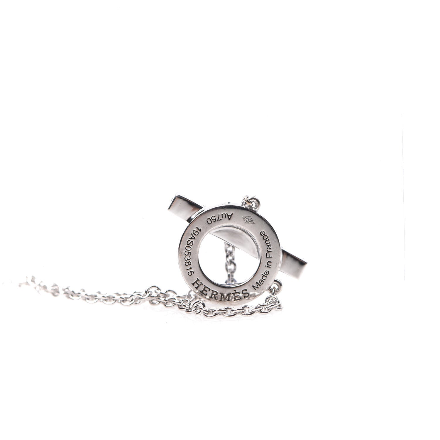 Hermes 18K White Gold Blue Sapphire Finesse Pendant Necklace 4 of 6