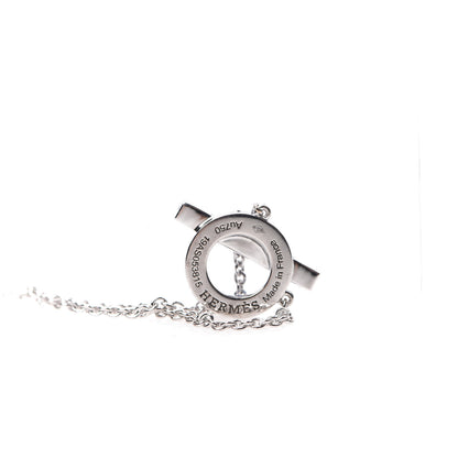 Hermes 18K White Gold Blue Sapphire Finesse Pendant Necklace 4 of 6