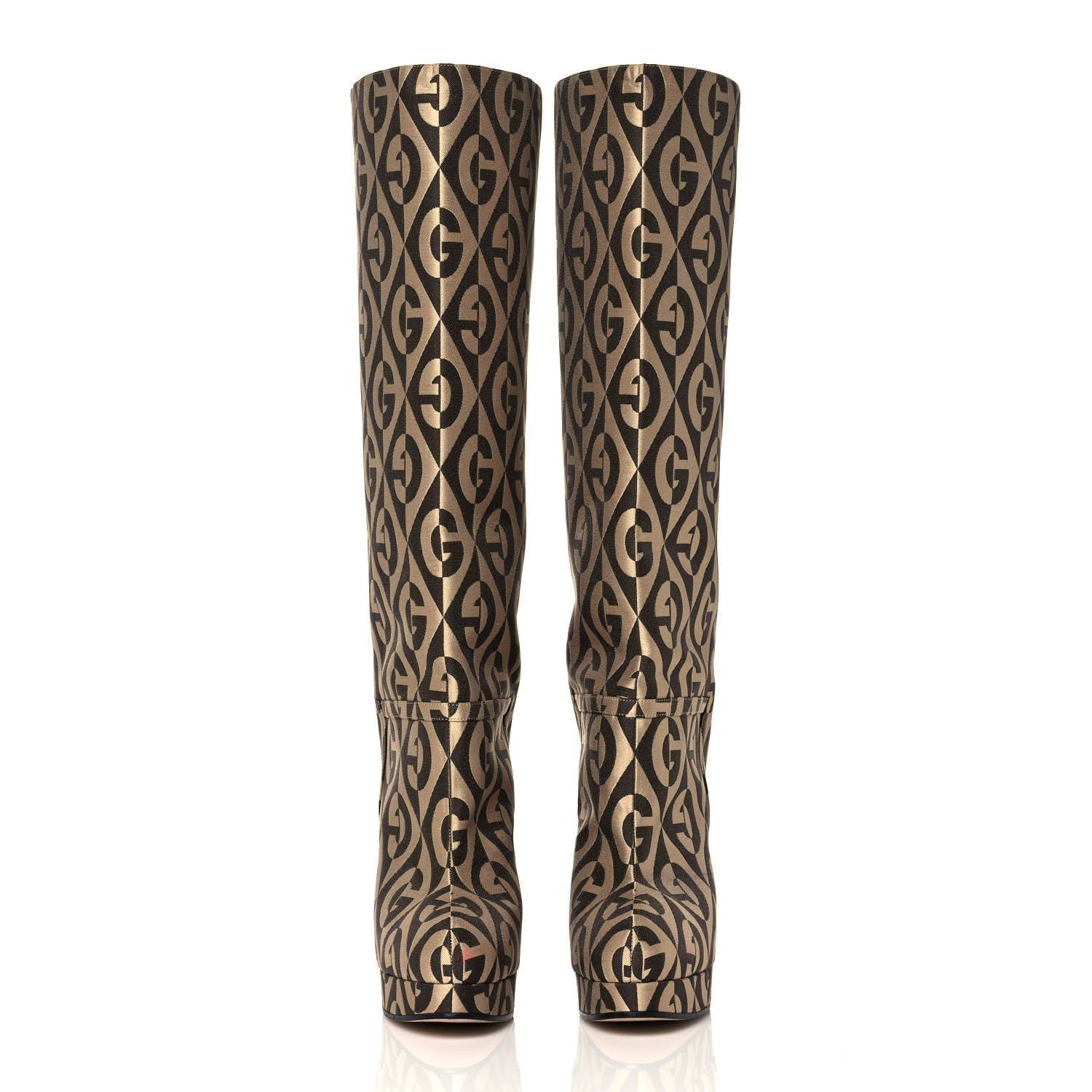 Gucci Fabric G Rhombus Print Platform Boots 35 Beige Cocoa 2 of 8