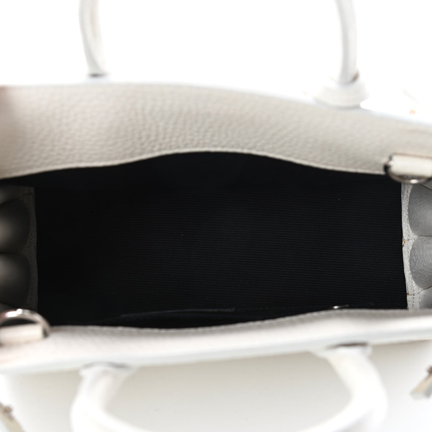 Grained Calfskin Nano Sac de Jour Dove White