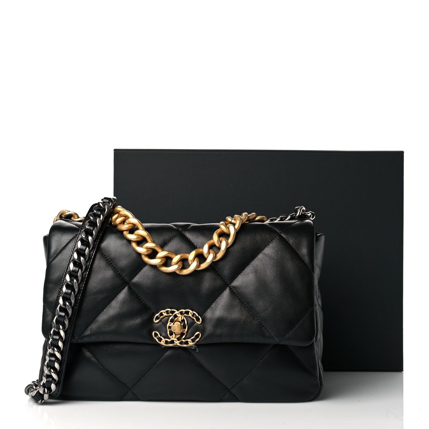 Lambskin Quilted Large Chanel 19 Flap Black