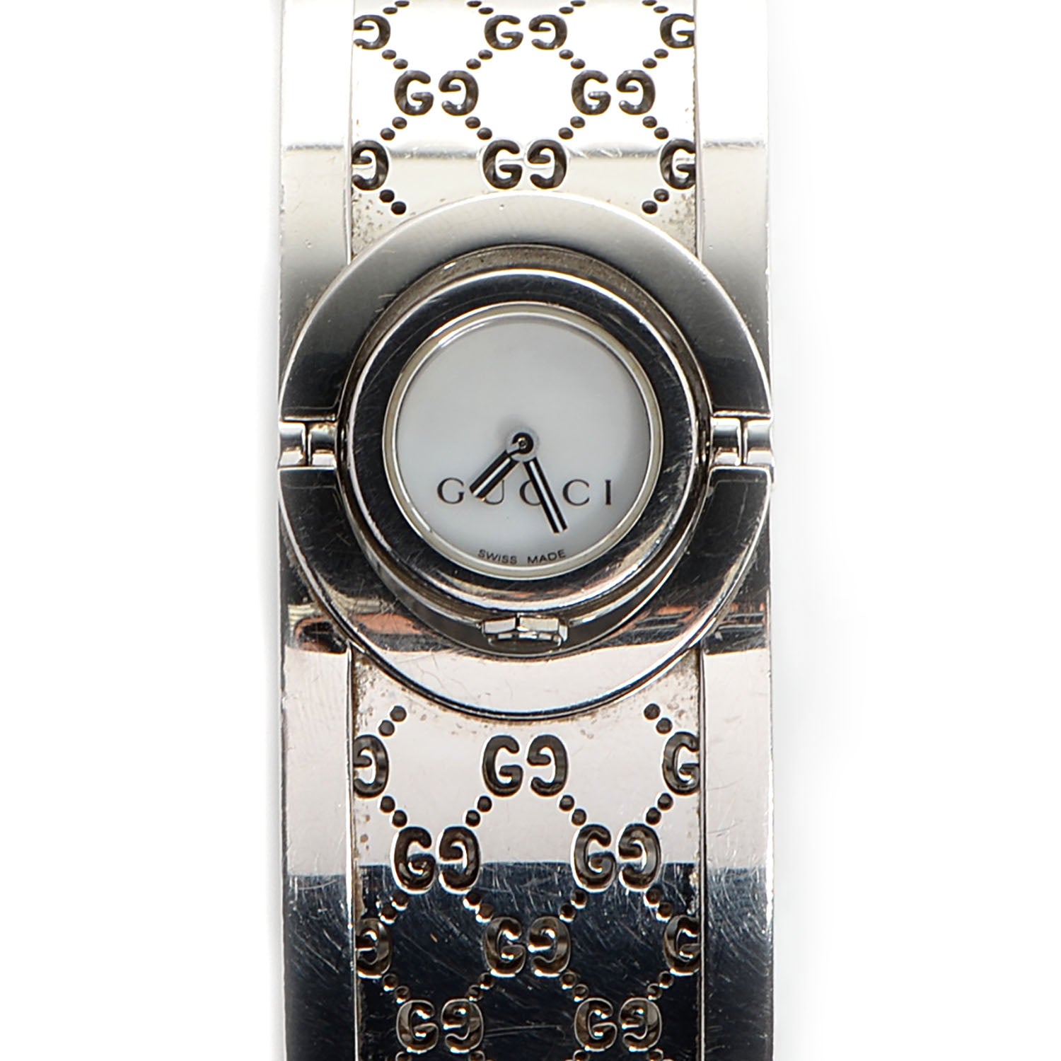 Gucci Stainless Steel Mother of Pearl 23mm Twirl Quartz Watch 1 of 10
