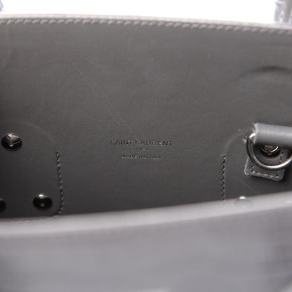 Saint Laurent Calfskin Crocodile Embossed Small Sac De Jour Fog 5 of 21