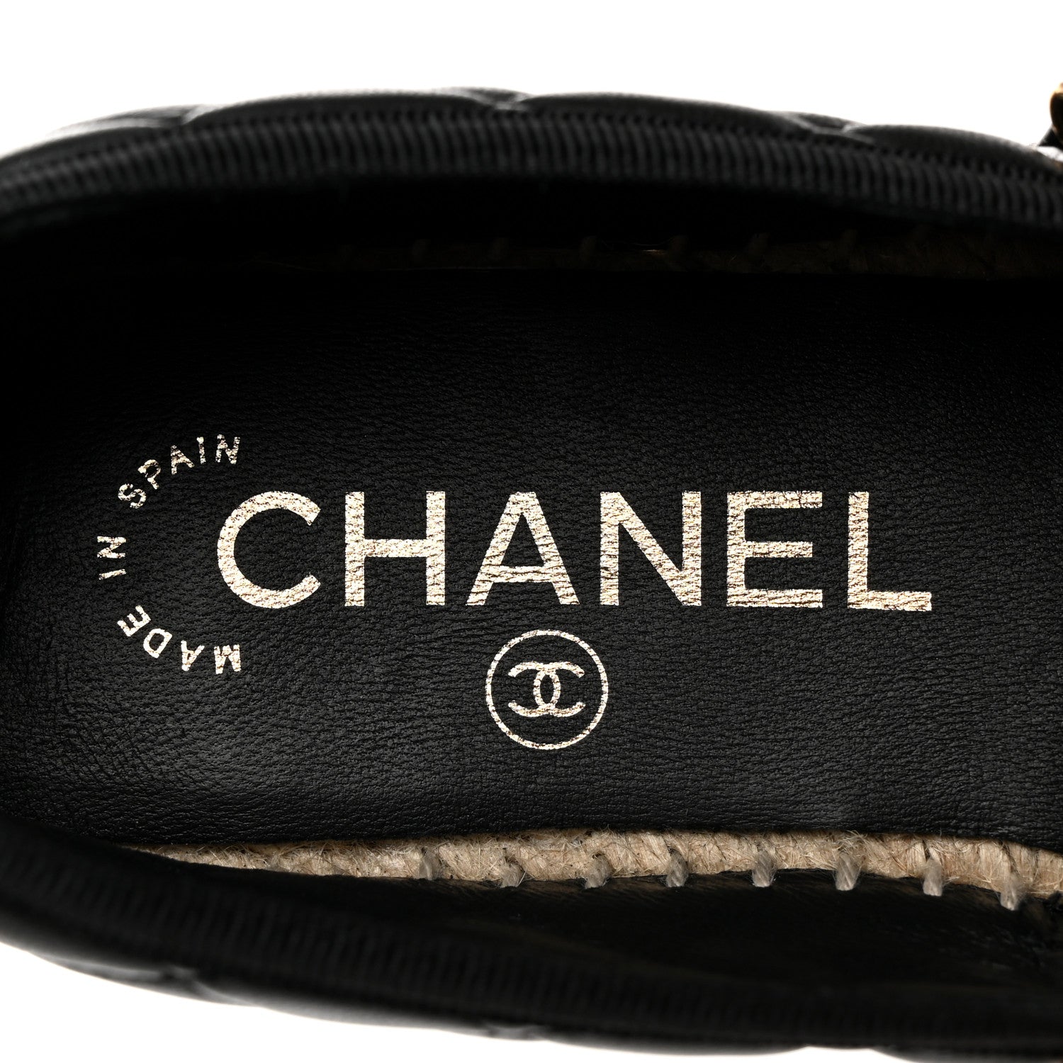 Chanel Lambskin Grosgrain Quilted CC Chain Espadrilles 35 Black 6 of 11