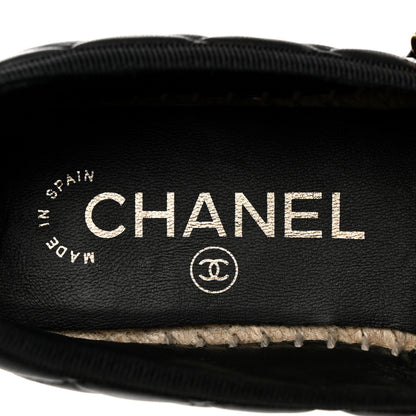 Chanel Lambskin Grosgrain Quilted CC Chain Espadrilles 35 Black 6 of 11
