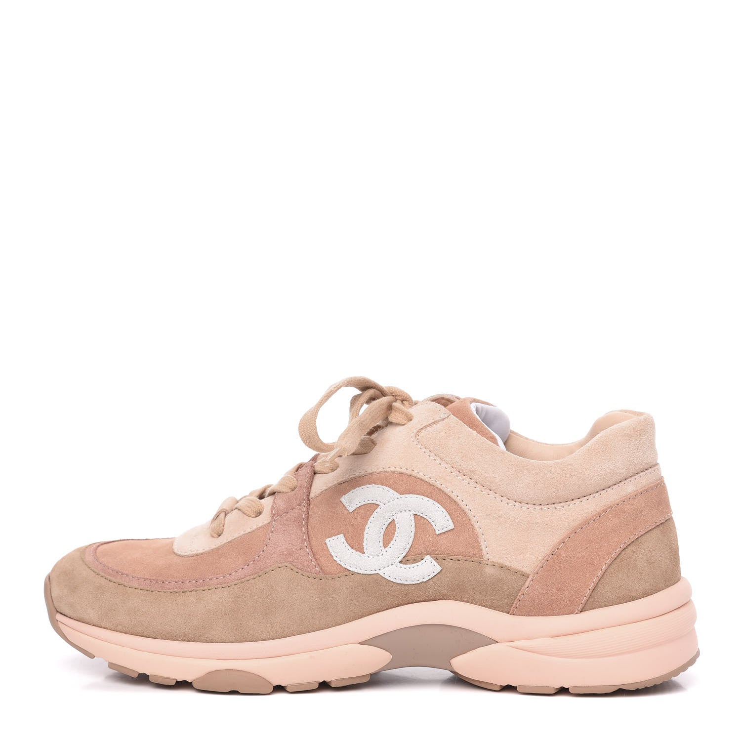 Chanel Nylon Lambskin Suede Calfskin CC Sneakers 39.5 Pink 1 of 8