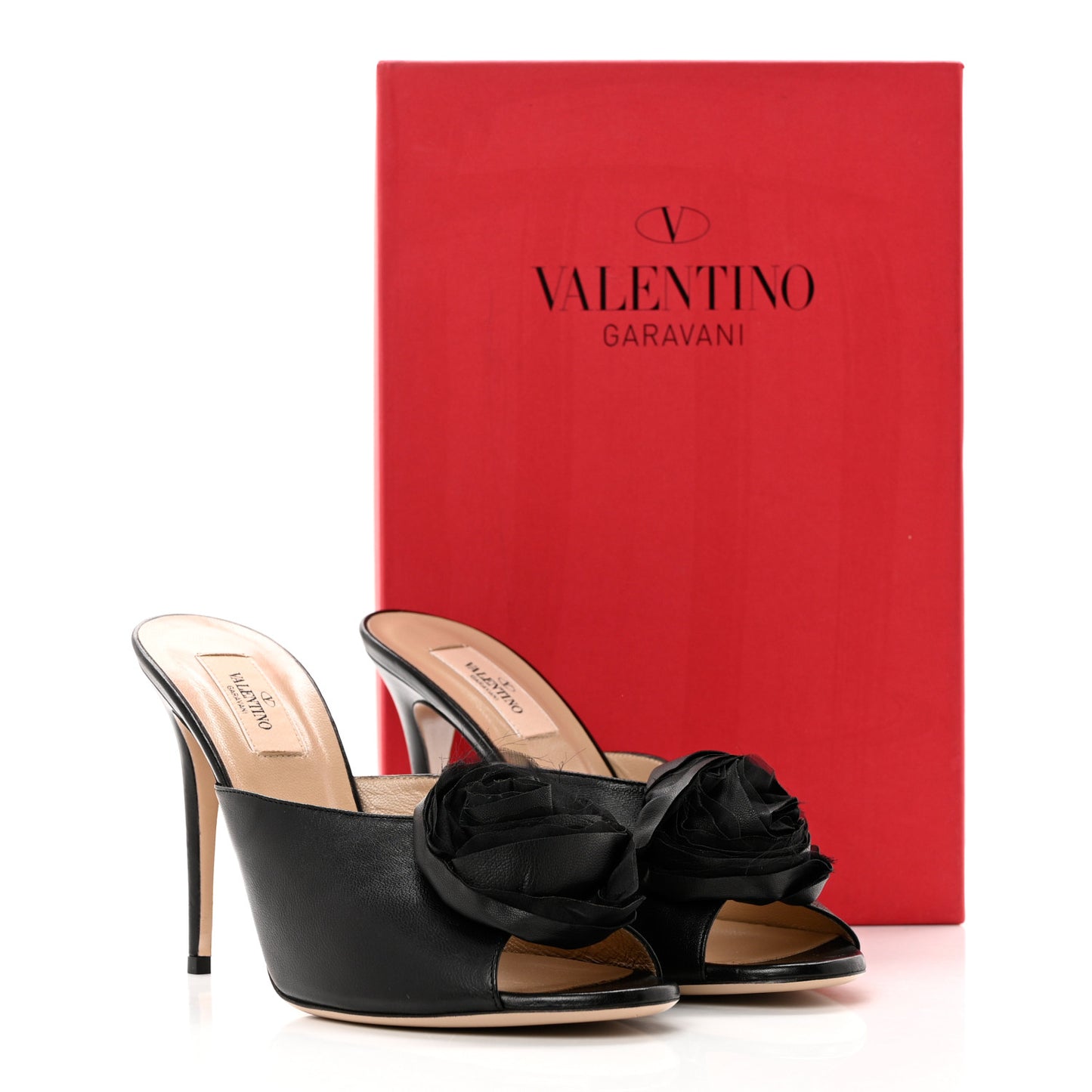 Nappa Rose Slide Sandals 40.5 Black