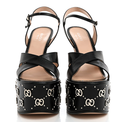 Gucci Malaga Kid Interlocking G Studs 155mm Platform Sandals 37 Perfect Black 2 of 8