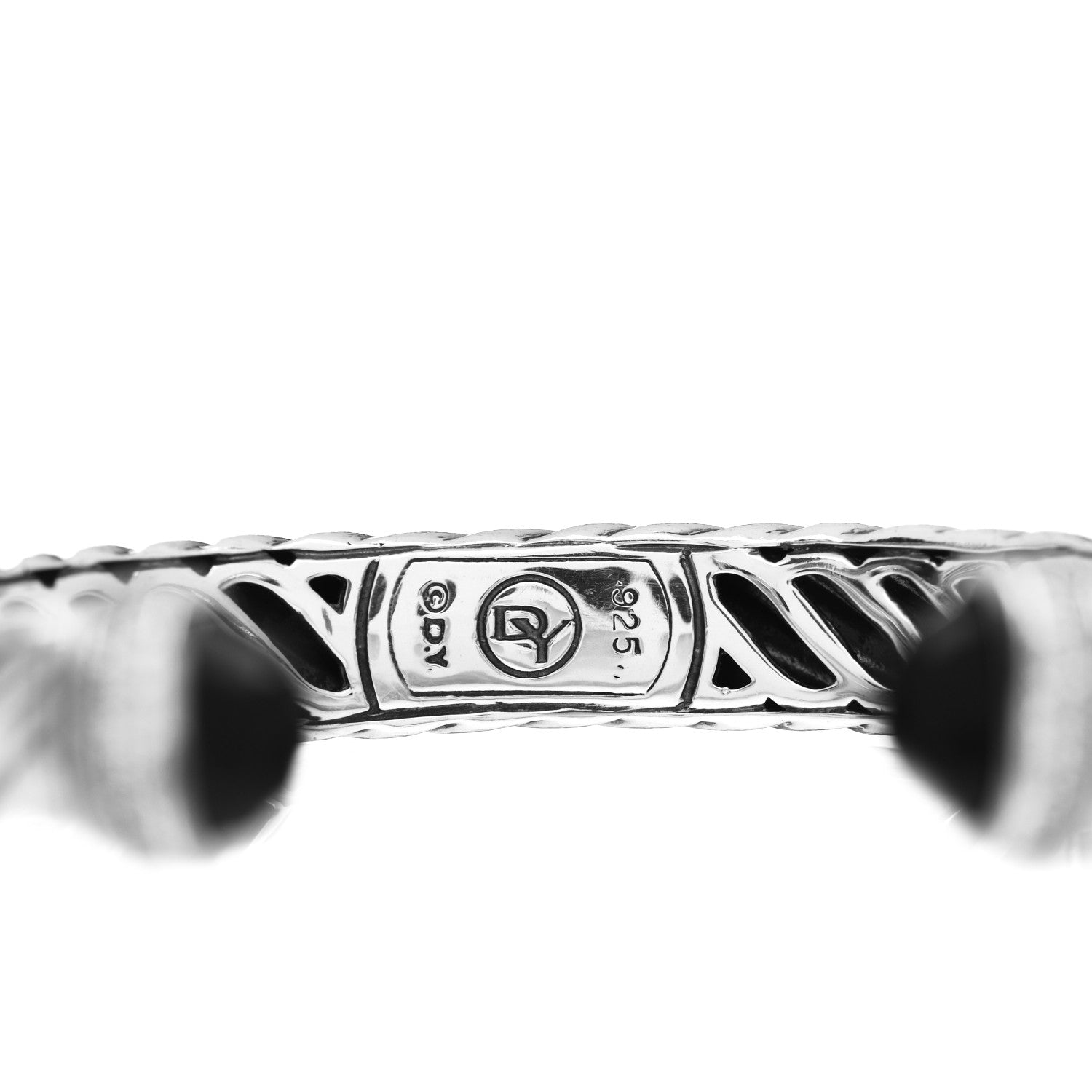 David Yurman Sterling Silver Diamond Black Onyx 10mm Waverly Bracelet 4 of 4