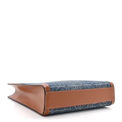 Celine Denim All Over Print Small Vertical Cabas Navy Tan 4 of 13