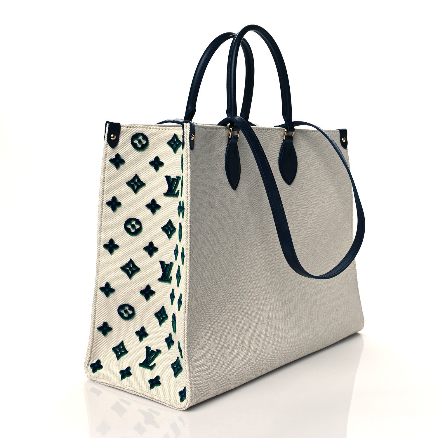 Louis Vuitton Jacquard Embroidered Tufted Monogram Hamptons Onthego GM Black 3 of 9