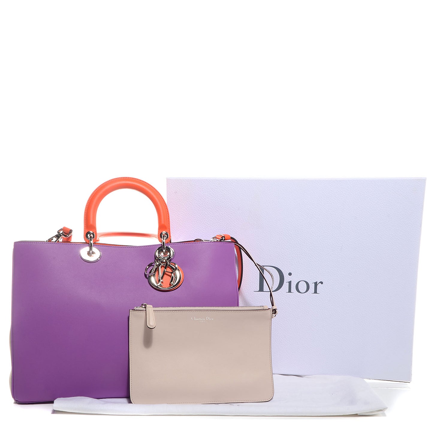 Smooth Calfskin Tri-Color Large Diorissimo Tote Parme Sand