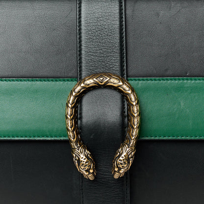 Gucci Calfskin Bamboo Web Large Dionysus Top Handle Bag Black Bright Evergreen Hibiscus Red 8 of 10