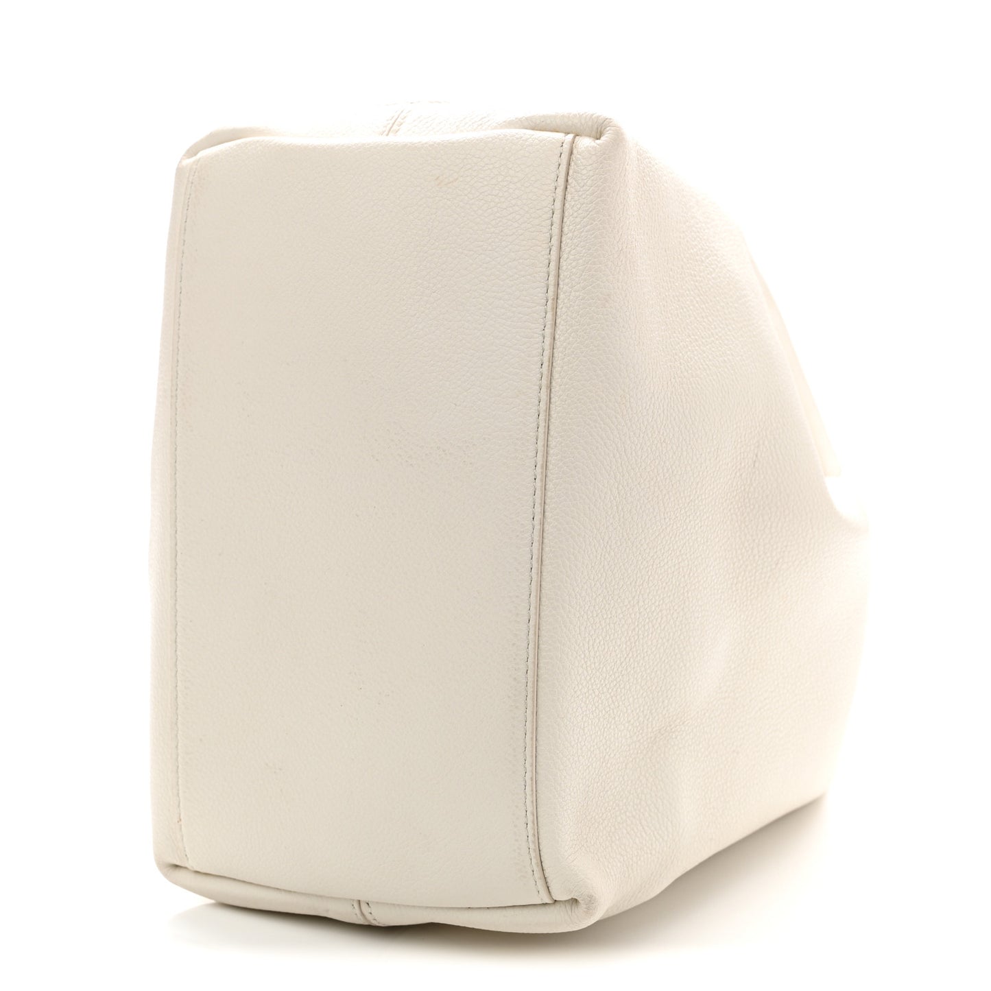 Calfskin Zip Bucket Bag White