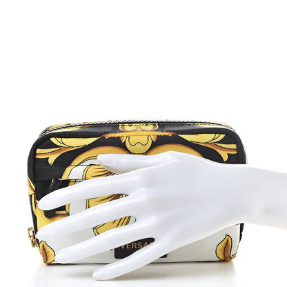 Versace Nylon Baroque Print Cosmetic Case Black Gold White 2 of 6
