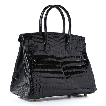Hermes Shiny Niloticus Crocodile Birkin 30 Black 3 of 12