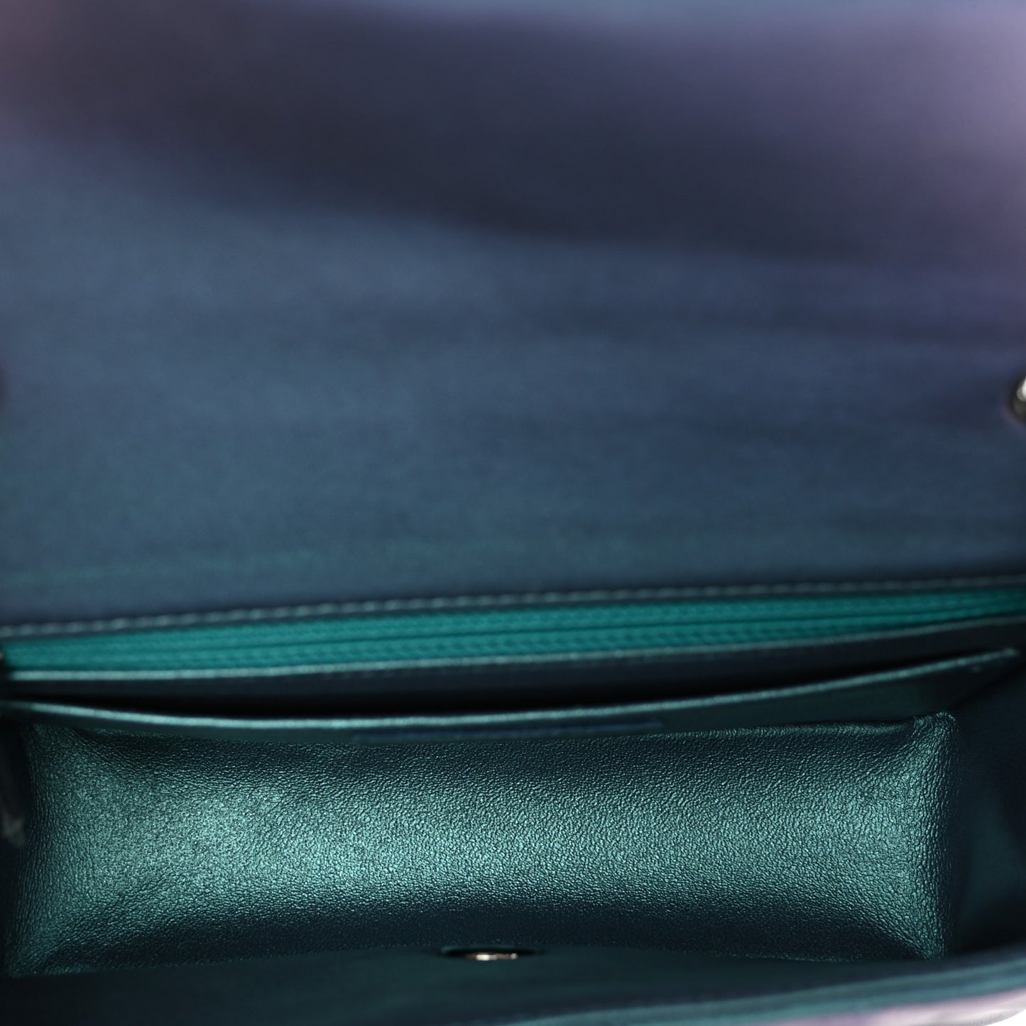 Iridescent Lambskin Quilted Mini Rectangular Flap Turquoise