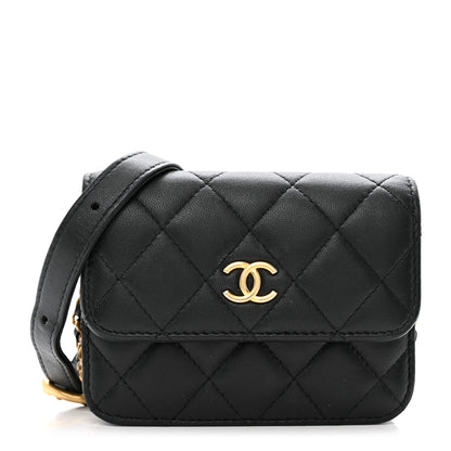 Chanel Lambskin Quilted CC Enamel Mini Belt Bag Black 1 of 12