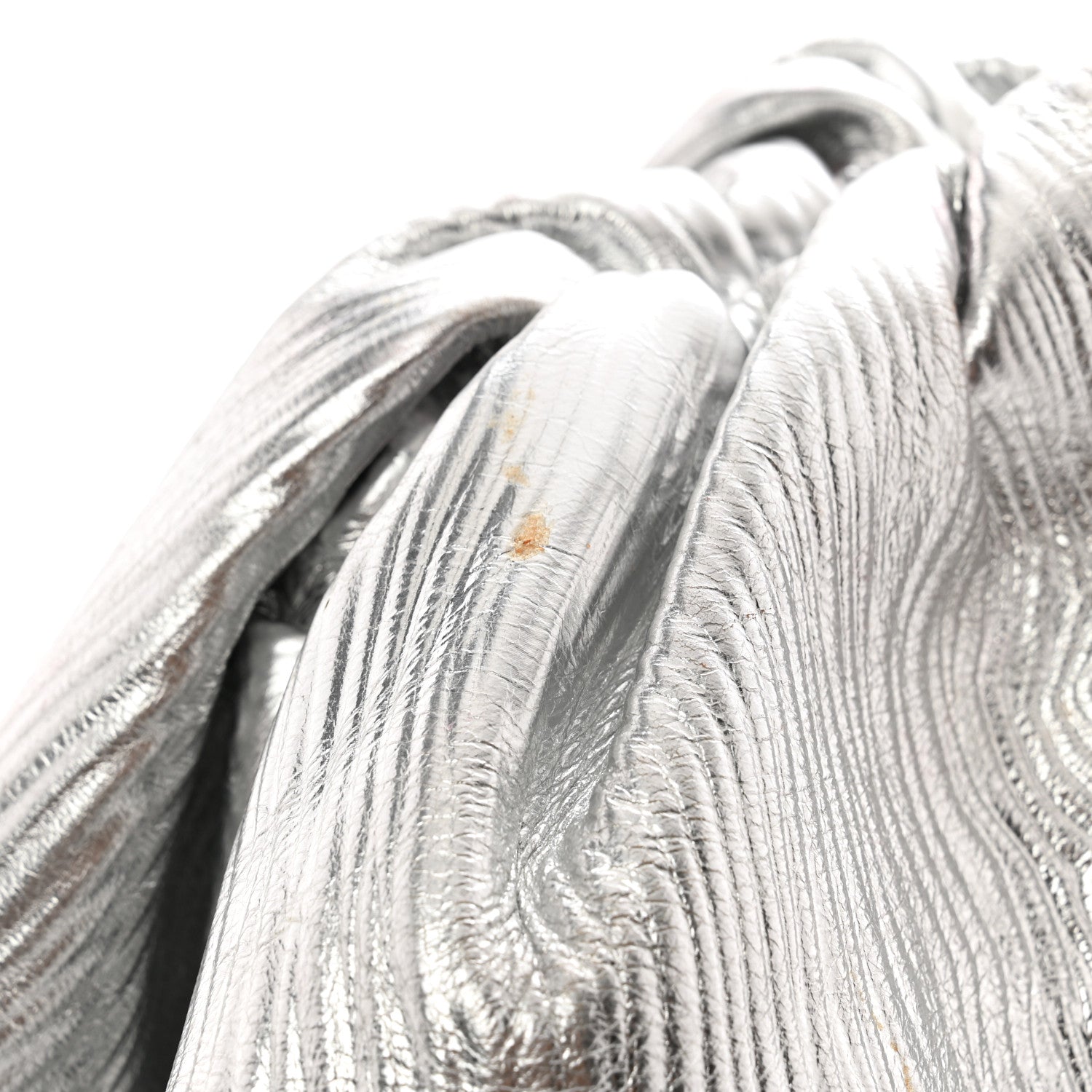 Bottega Veneta Metallic Bark Calfskin Embossed The Pouch Oversized Clutch Silver 10 of 10
