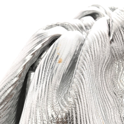 Bottega Veneta Metallic Bark Calfskin Embossed The Pouch Oversized Clutch Silver 10 of 10