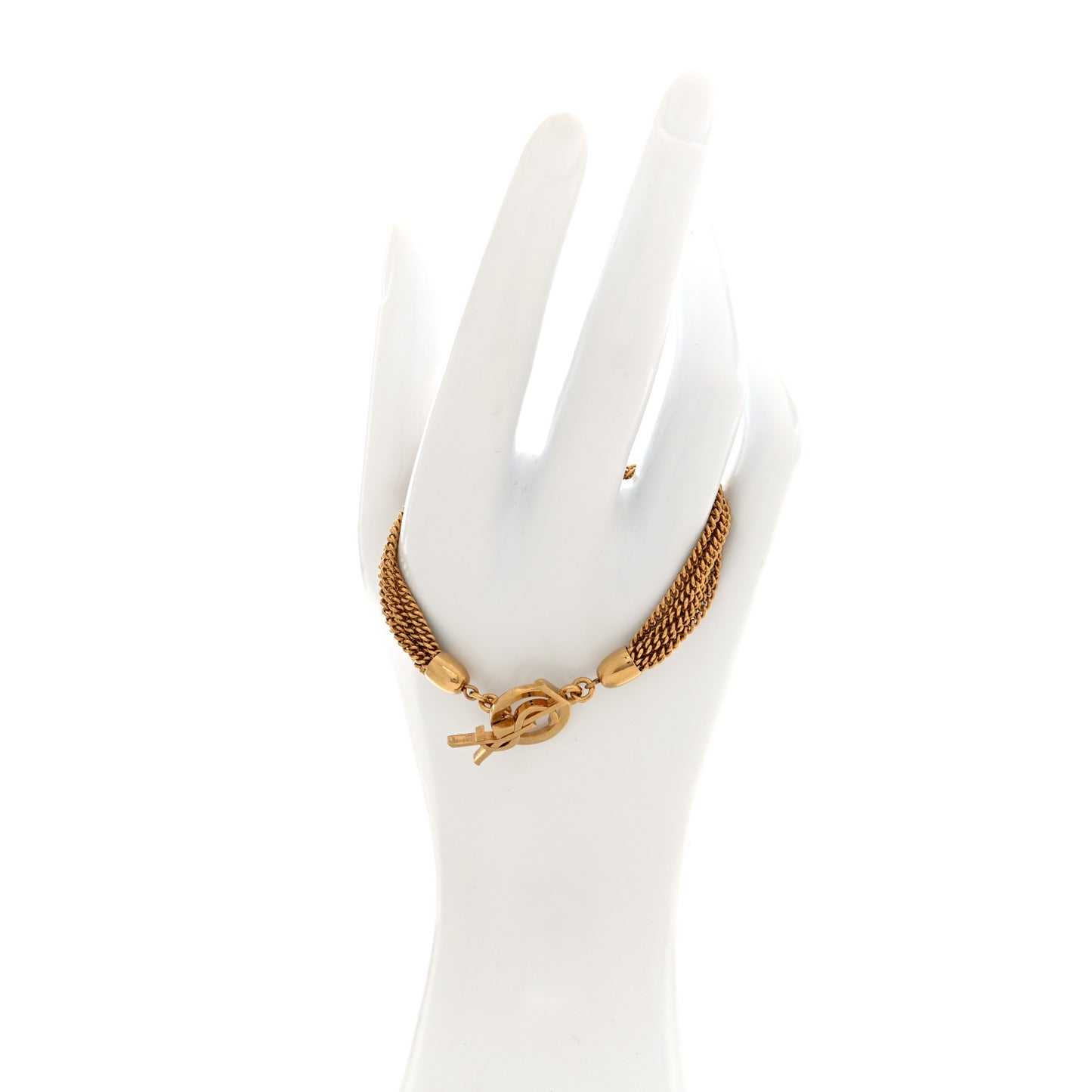Brass Monogram Multi Chain Charm Bracelet Gold