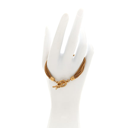 Saint Laurent Brass Monogram Multi Chain Charm Bracelet Gold 2 of 3