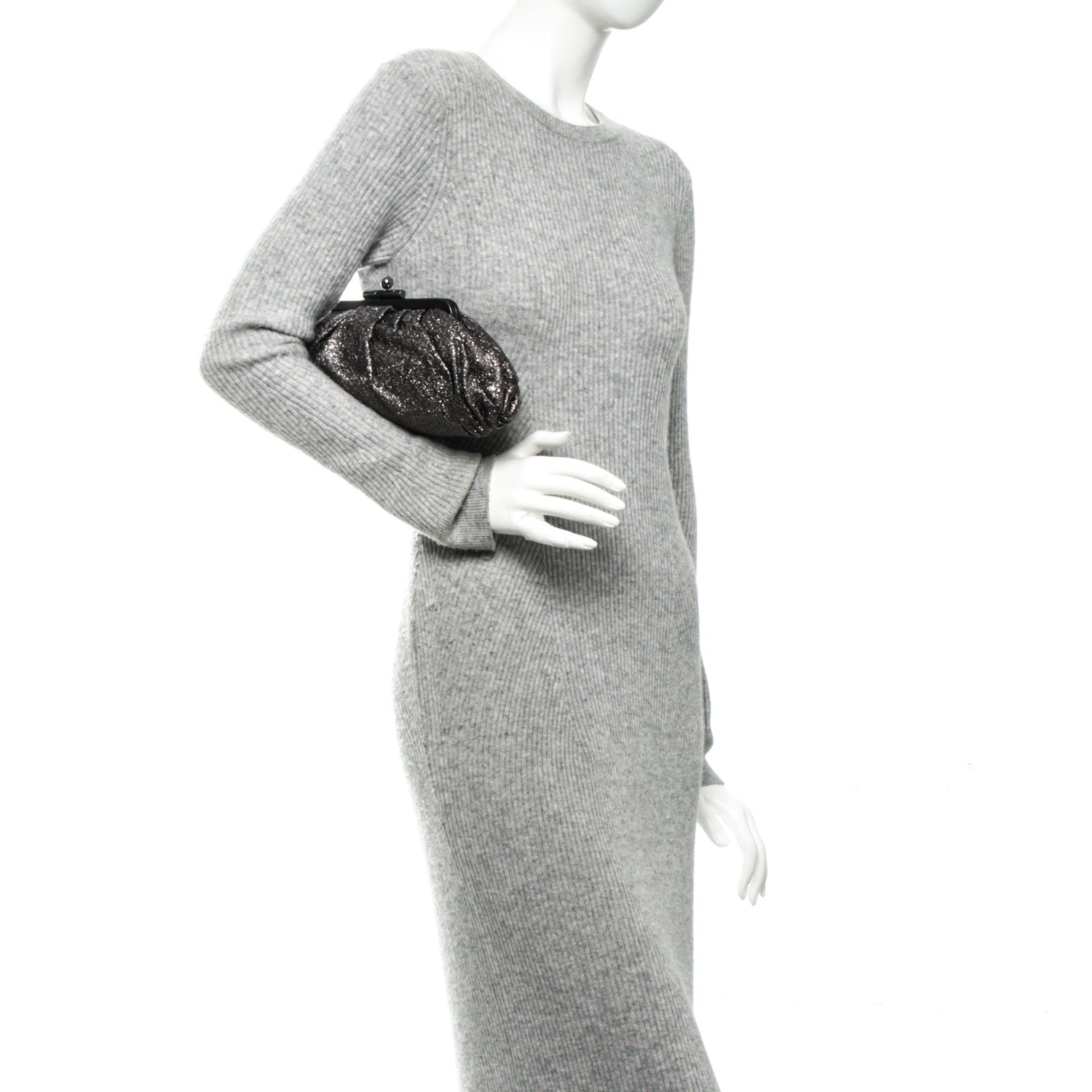 Chanel Metallic Crackled Calfskin Monte Carlo Clutch Dark Silver 2 of 7