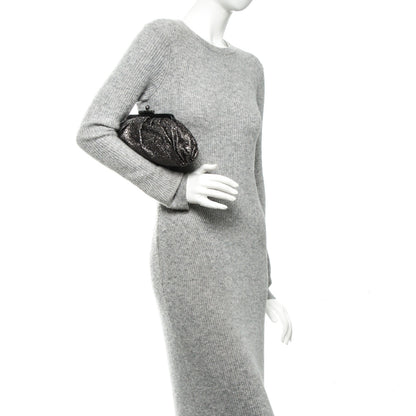 Chanel Metallic Crackled Calfskin Monte Carlo Clutch Dark Silver 2 of 7