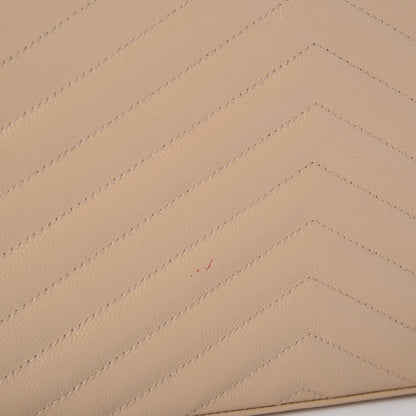Saint Laurent Grain De Poudre Matelasse Chevron Monogram Chain Wallet Nude Powder 8 of 9