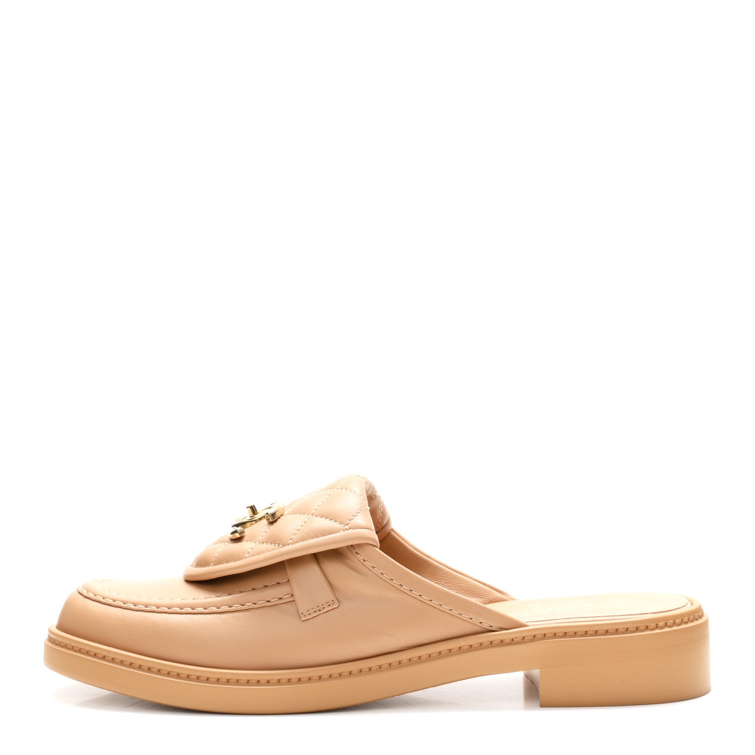 Chanel Lambskin Quilted CC Turnlock Mules 39.5 Light Beige 1 of 10