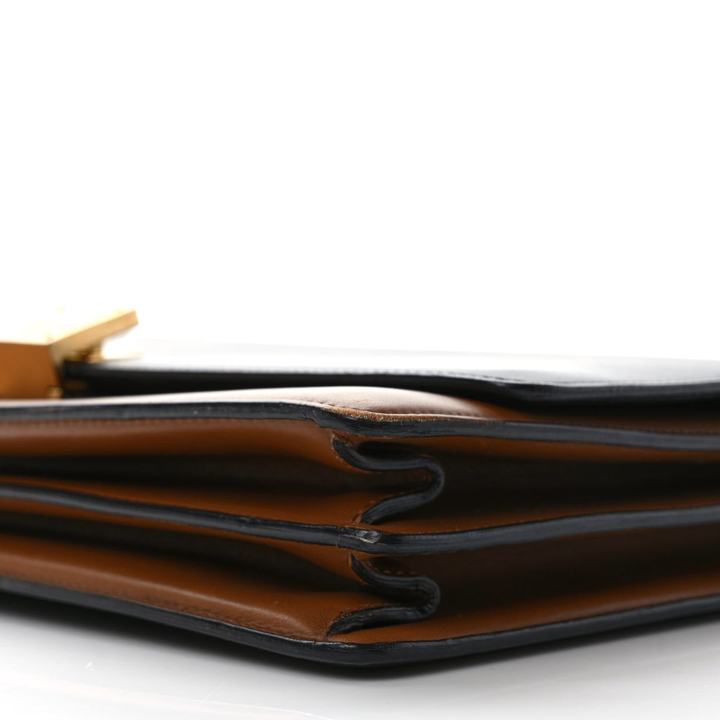 Calfskin Medium Bi-Color Case Flap Camel