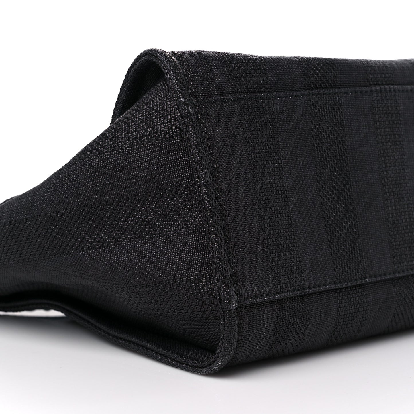 Mixed Fibers Calfskin Striped Medium Deauville Tote Black