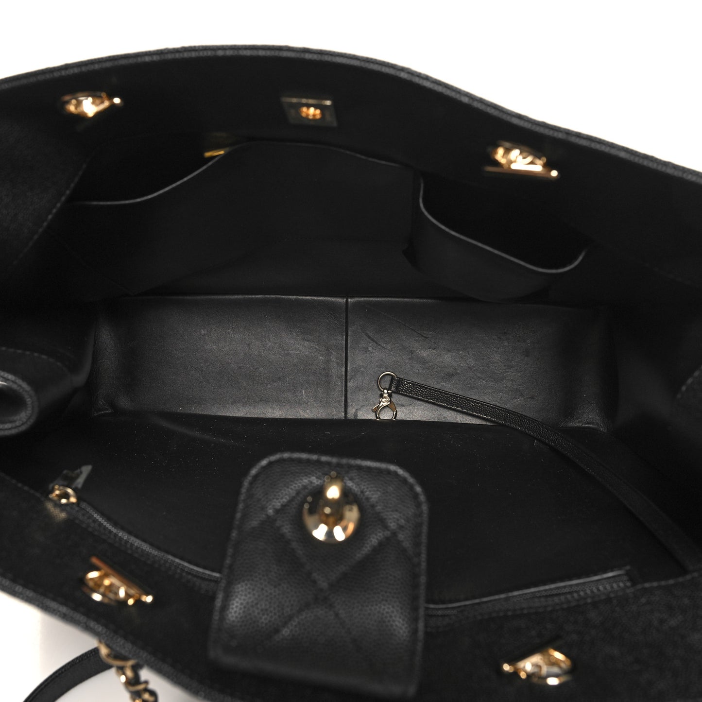 Caviar Quilted Large Shopping Tote Black