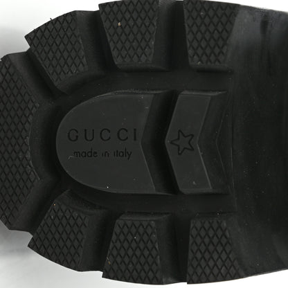 Gucci Tweed GG Monogram Lace Up Combat Ankle Boots 39.5 Black 6 of 10