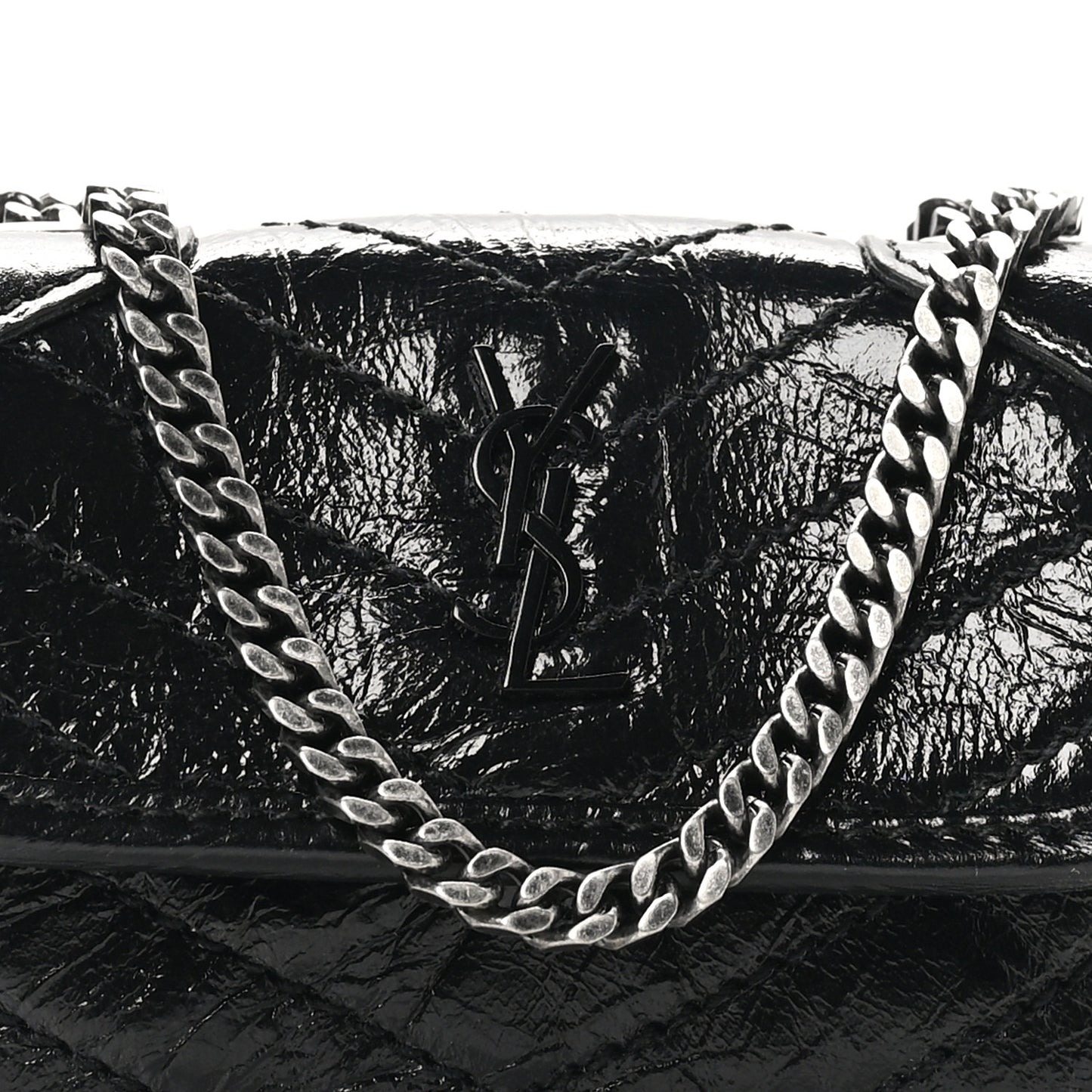 Crinkled Calfskin Matelasse Monogram Niki Airpods Holder Micro Bag Black