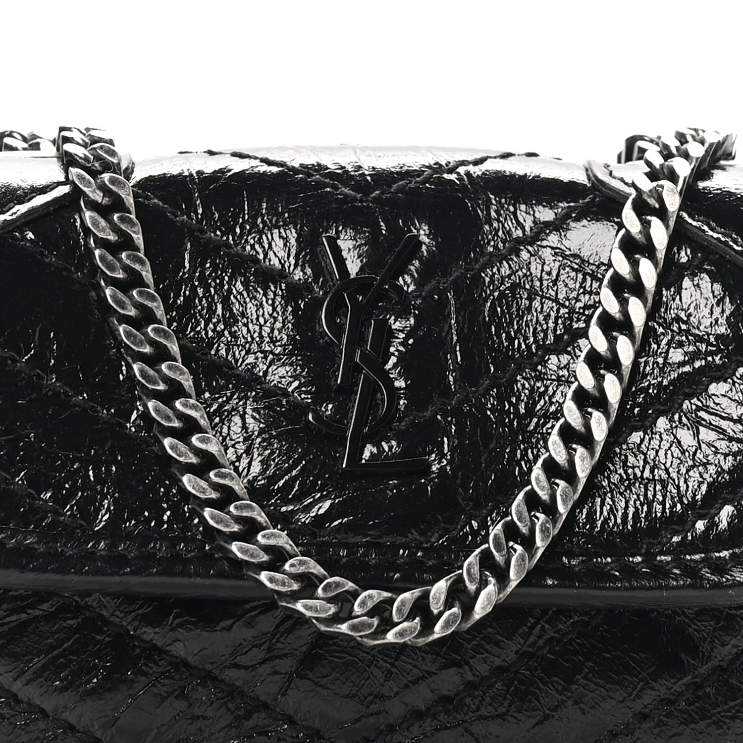 Saint Laurent Crinkled Calfskin Matelasse Monogram Niki Airpods Holder Micro Bag Black 7 of 10