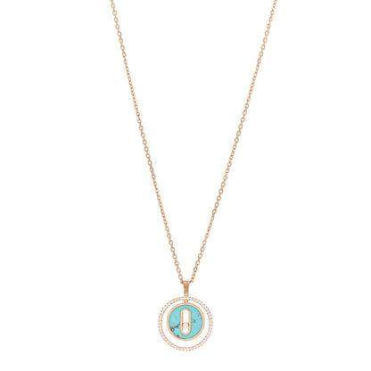 Messika 18K Rose Gold Diamond Turquoise PM Lucky Move Pendant Necklace 1 of 4