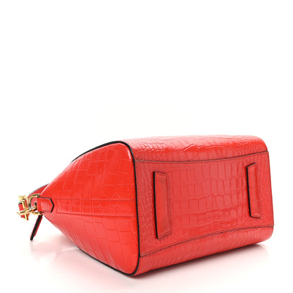 Givenchy Calfskin Crocodile Embossed Small Antigona Red 4 of 13