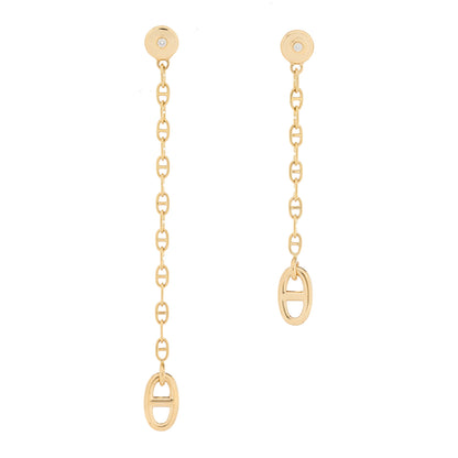 Hermes 18K Yellow Gold Diamond TPM Farandole Drop Earrings 1 of 5