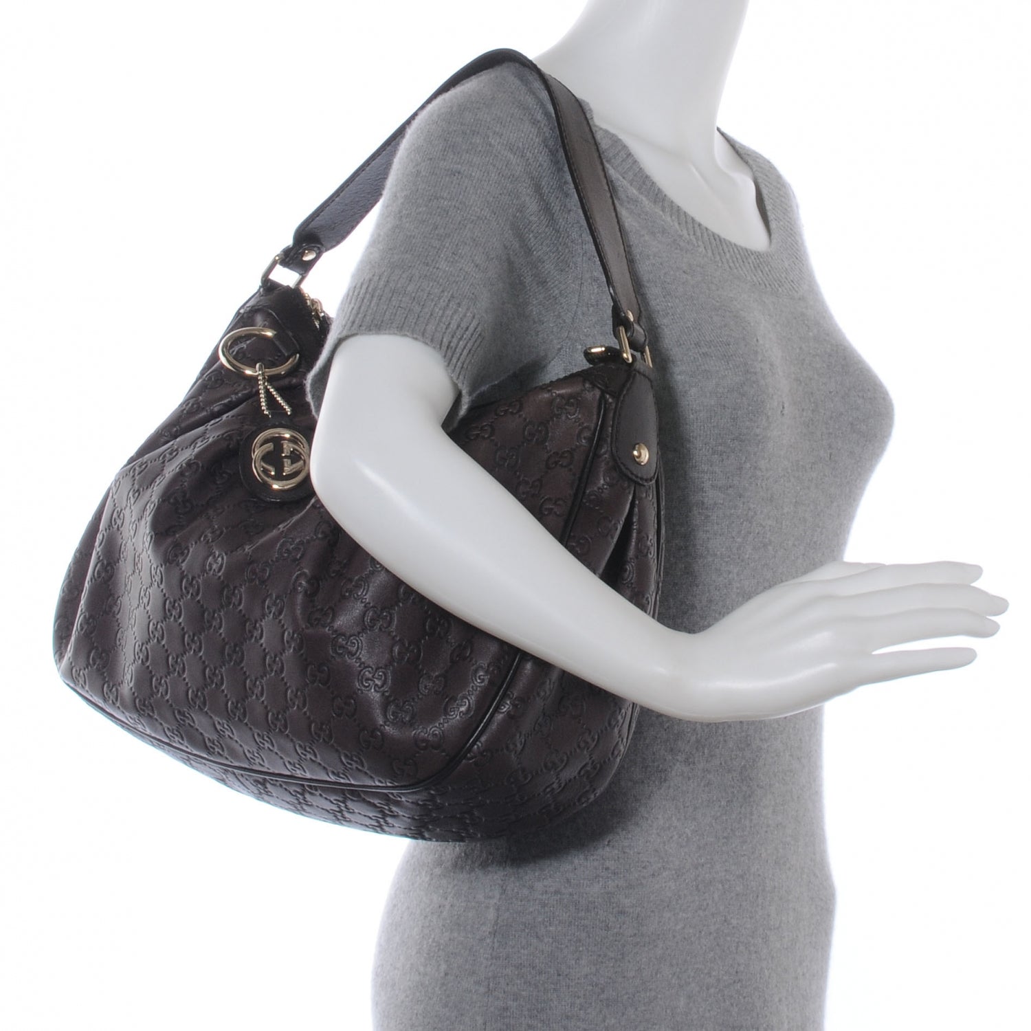 Gucci Guccissima Medium Sukey Hobo Dark Brown 2 of 7