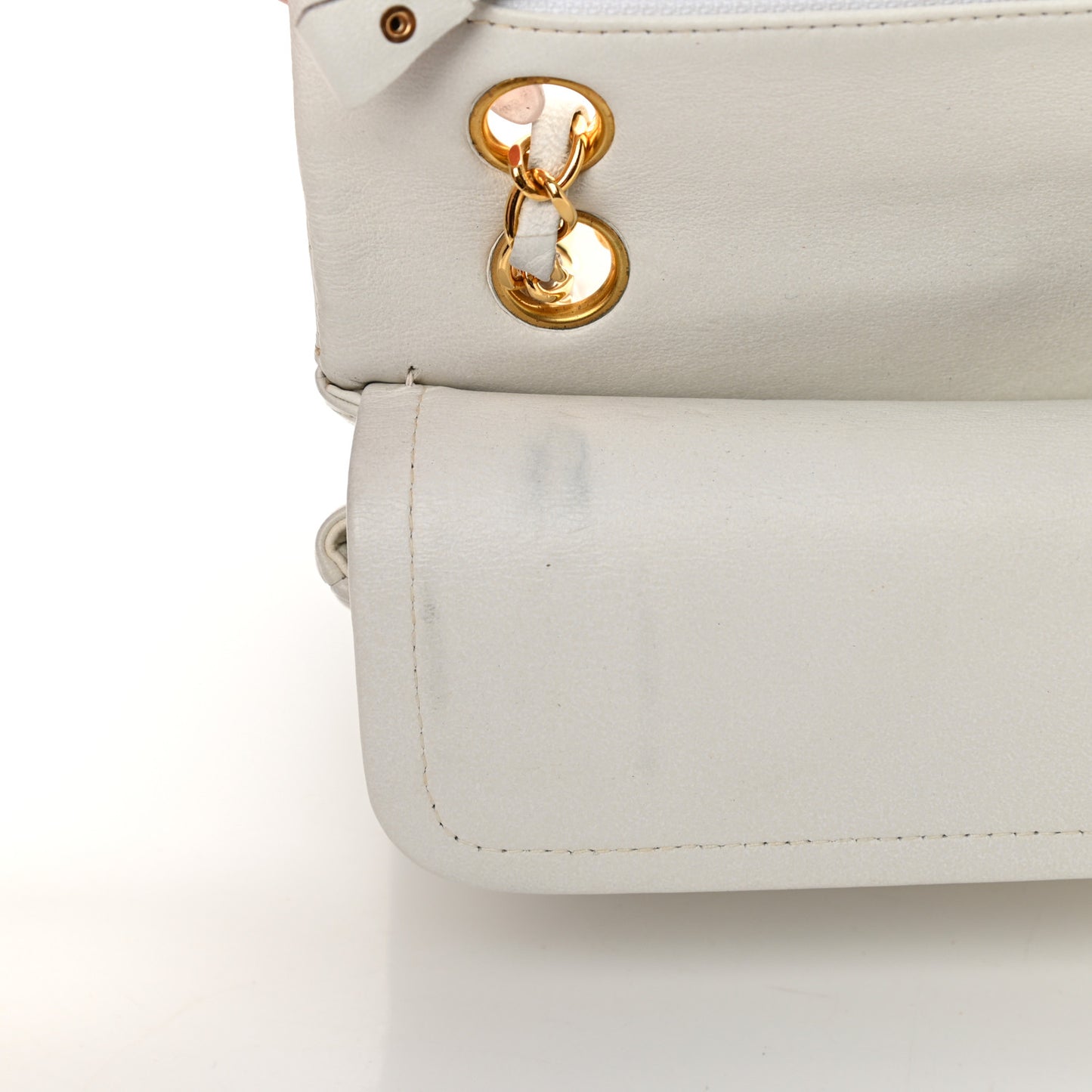 Lambskin Quilted Small Double Flap White