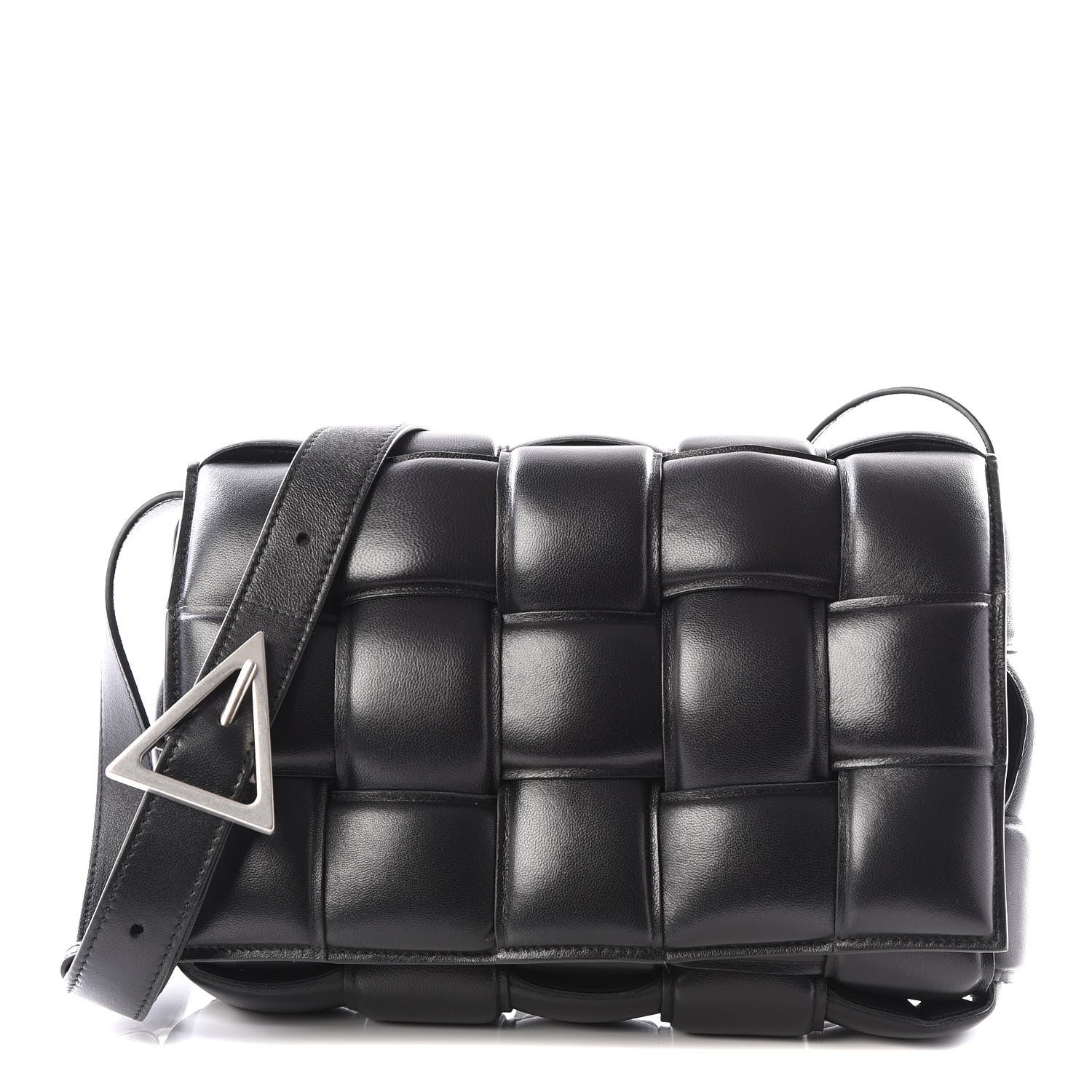 Bottega Veneta Paper Calfskin Maxi Intreccio Padded Cassette Crossbody Bag Black 1 of 9