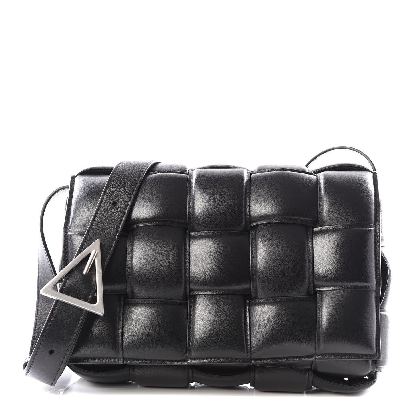 Paper Calfskin Maxi Intreccio Padded Cassette Crossbody Bag Black