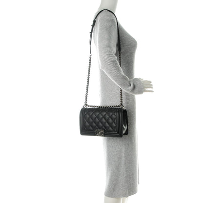 Chanel Calfskin Double Stitch Medium Boy Flap Black 2 of 8