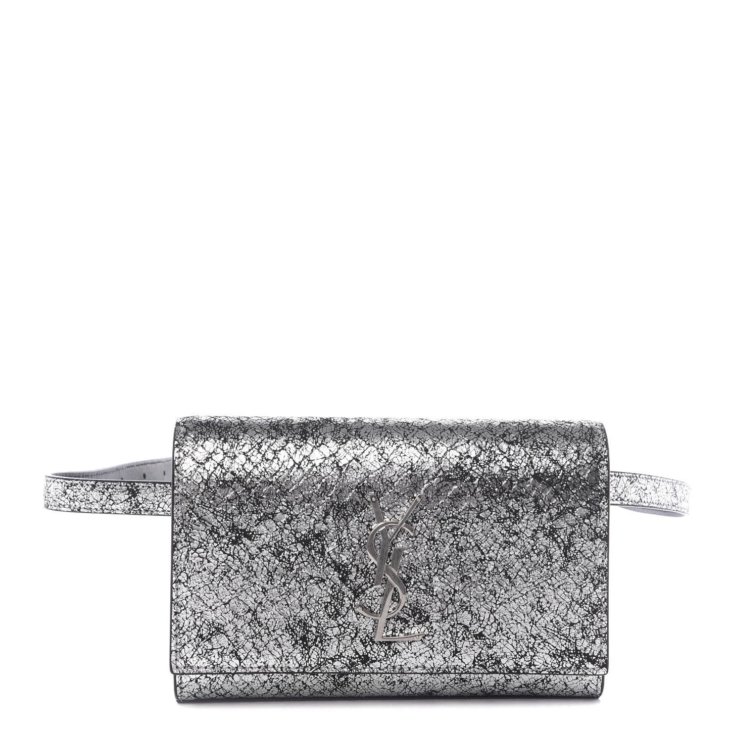 Metallic Calfskin Monogram Kate Belt Bag Silver