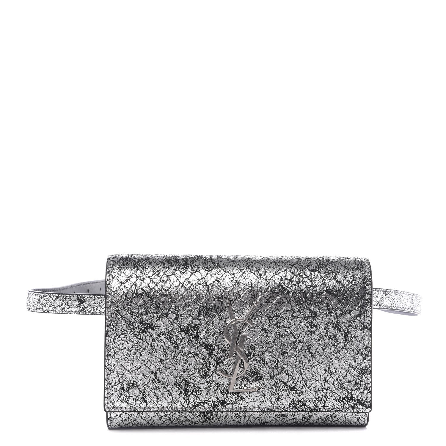 Saint Laurent Metallic Calfskin Monogram Kate Belt Bag Silver 1 of 11