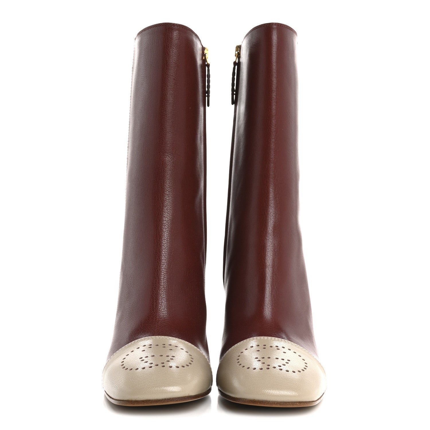 Gucci Goatskin Hills Logo Boots 40 Oatmeal Garnet 3 of 10