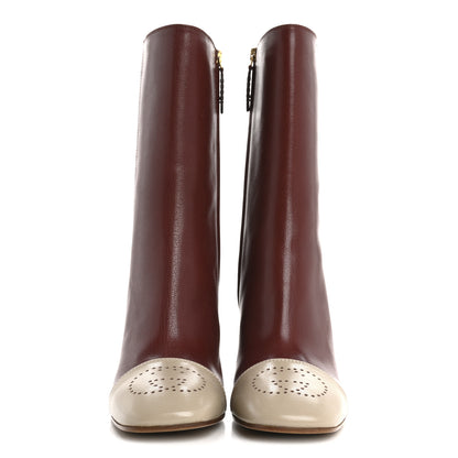 Gucci Goatskin Hills Logo Boots 40 Oatmeal Garnet 3 of 10