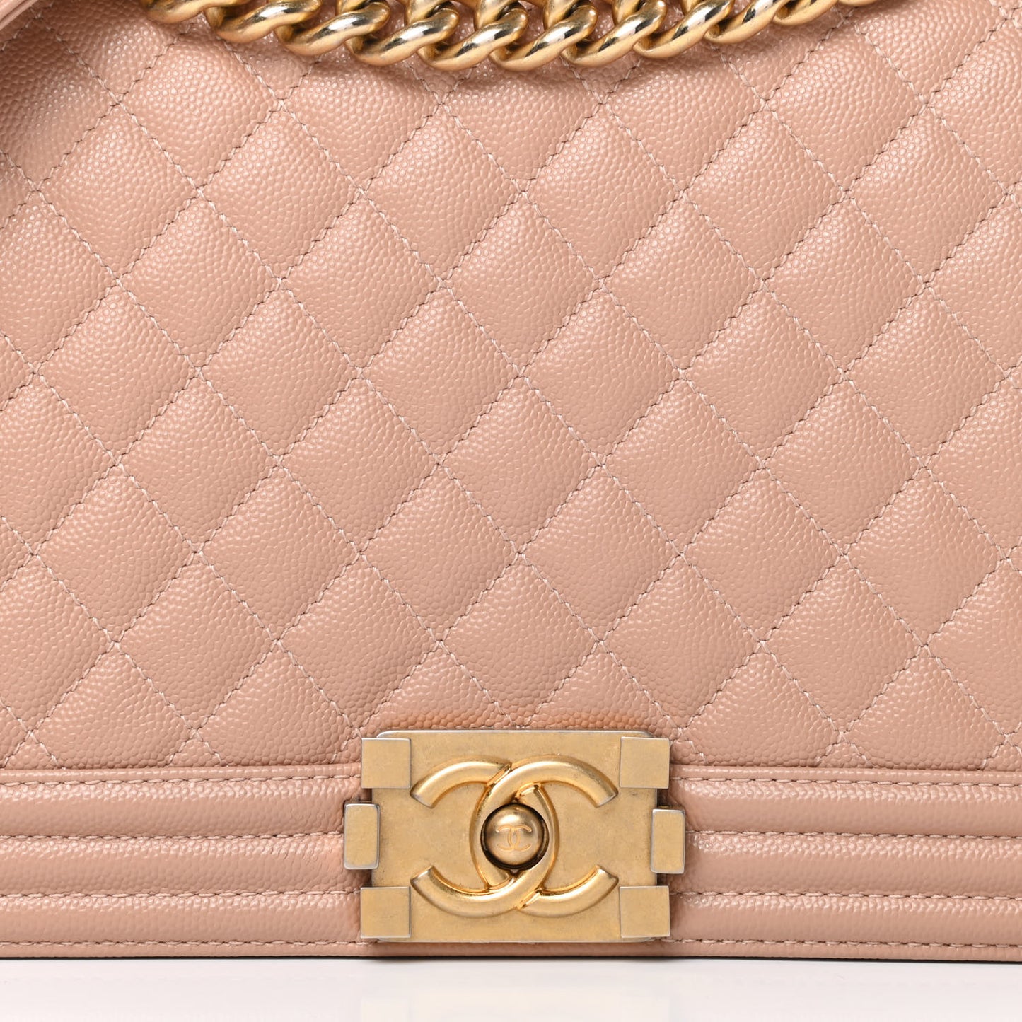 Caviar Quilted New Medium Boy Flap Beige
