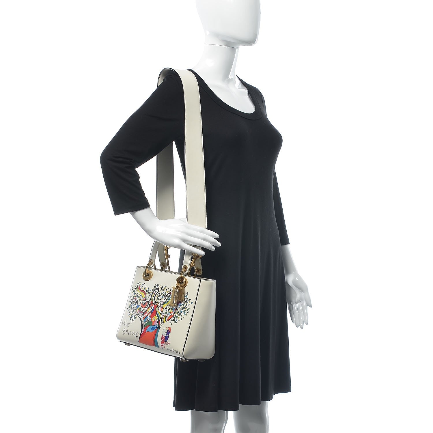 Christian Dior Calfskin Niki De Saint Phalle Medium Supple Lady Dior Off White 2 of 7